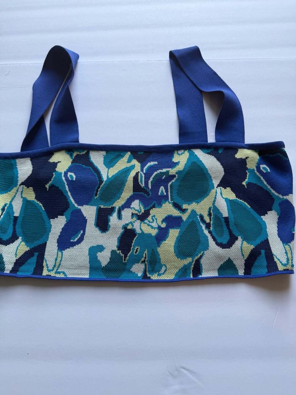 STAUD Zola Knit Crop Top in Pacific Paradise Blue